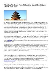 What Can We Learn From F1 Practice ...