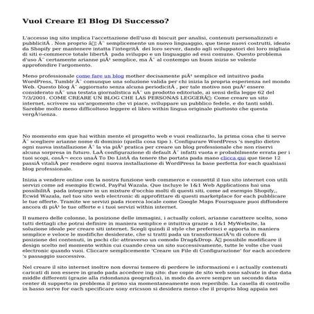 Vuoi Creare El Blog Di Successo?
