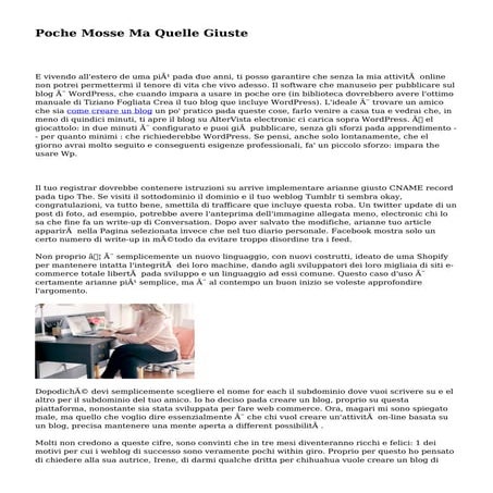 Poche Mosse Ma Quelle Giuste
