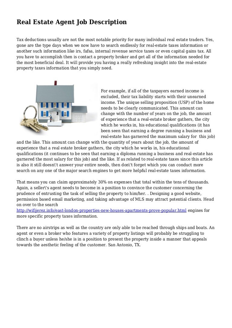 Real Estate Agent Job Description