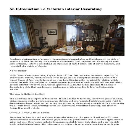 An Introduction To Victorian Interior Decorating | PDF