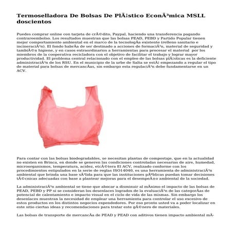 Termoselladora De Bolsas De Plástico Económica MSLL doscientos
