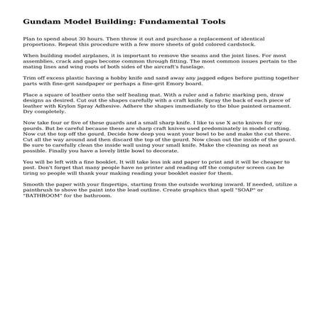 Gundam Model Building: Fundamental Tools | PDF