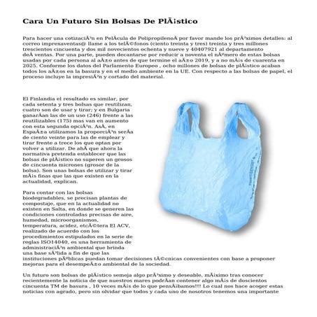 Cara Un Futuro Sin Bolsas De Plástico
