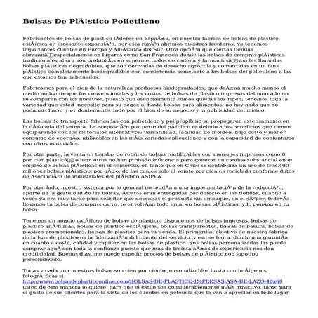 Bolsas De Plástico Polietileno
