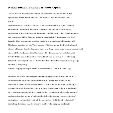 Nikki Beach Phuket Is Now Open.
