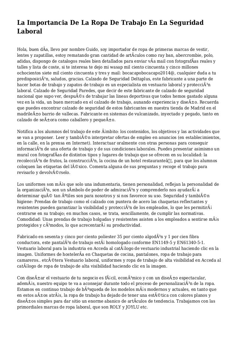 La Importancia De La Ropa De Trabajo En La Seguridad Laboral