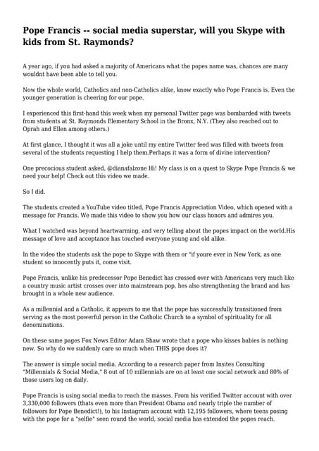 Pope Francis -- social media supers...