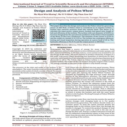 Design and Analysis of Pelton Wheel