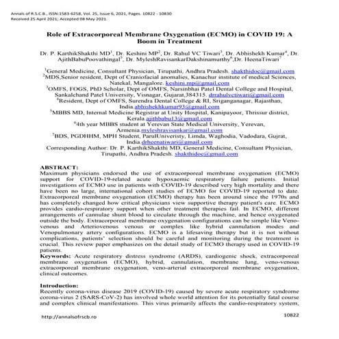 Role of Extracorporeal Membrane Oxygenation (ECMO) in COVID 19: A Boom in Tre...