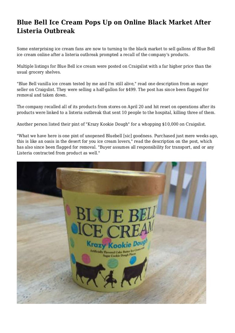 Blue Bell Ice Cream Pops Up On Online Black Market After Listeria Out