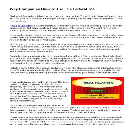 Why Companies Have to Use The Federal I-9