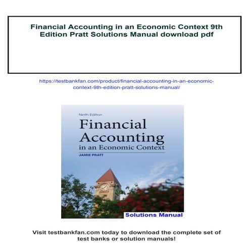 Financial Accounting in an Economic Context 9th Edition Pratt Solutions Manual
