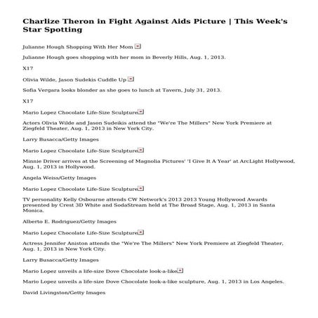 Charlize Theron in Fight Against Aids Picture | This Week's Star Spotting