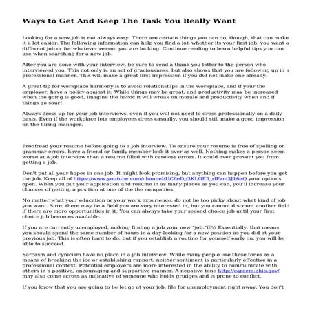 Ways to Get And Keep The Task You Really Want