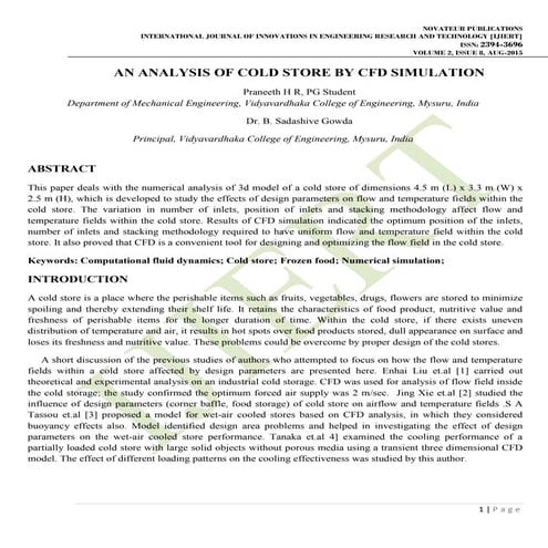 AN ANALYSIS OF COLD STORE BY CFD SIMULATION