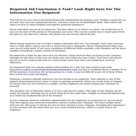 Required Aid Conclusion A Task? Look Right here For The Information You Required