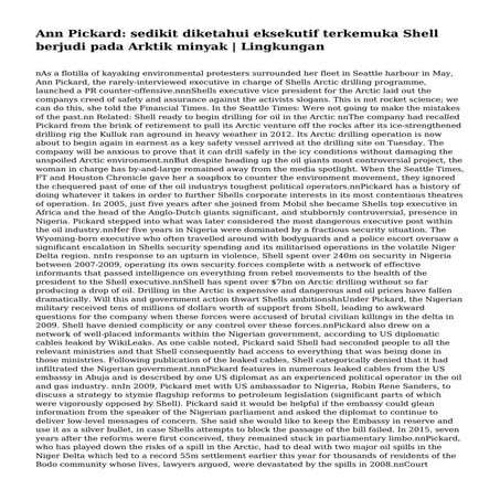 Ann Pickard: sedikit diketahui eksekutif terkemuka Shell berjudi pada Arktik ...