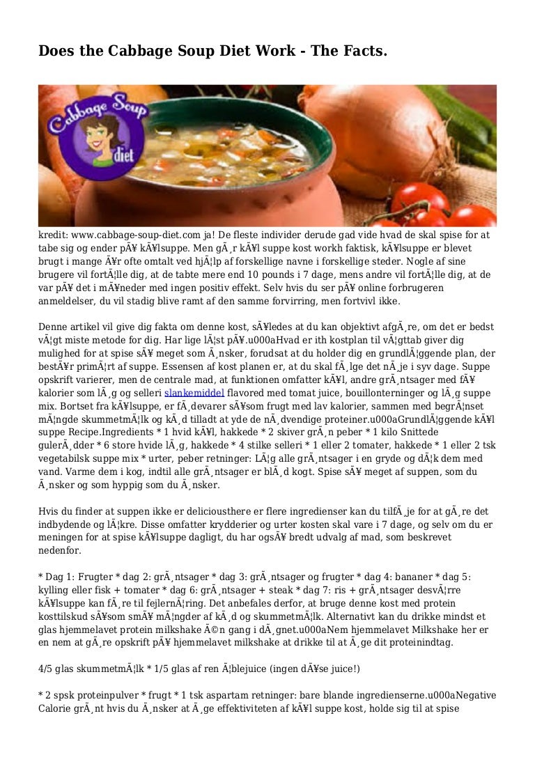 Does the Cabbage Soup Diet Work - The Facts.