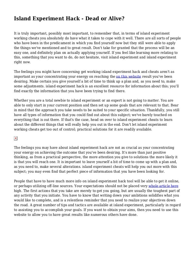 Island Experiment Hack