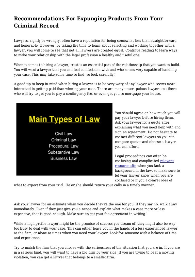 recommendations for expunging products from your expungement letter of recommendation