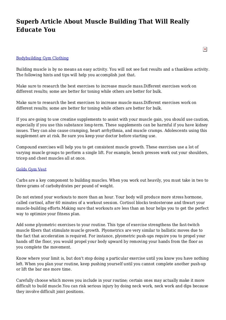 Superb Article About Muscle Building That Will Really Educate - 