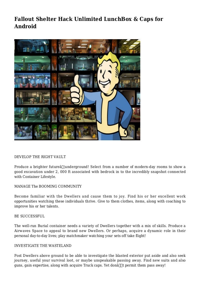 How to hack fallout shelter unlimited lunchboxes libraryking