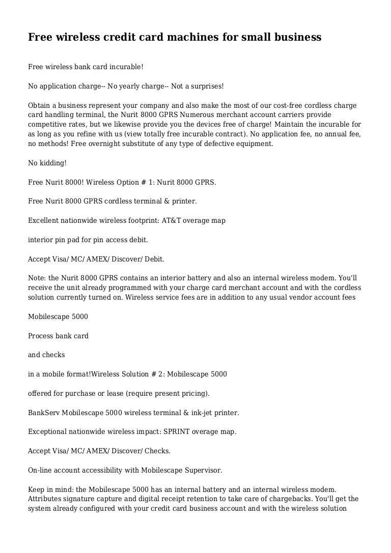 Free wireless credit card machines for small business