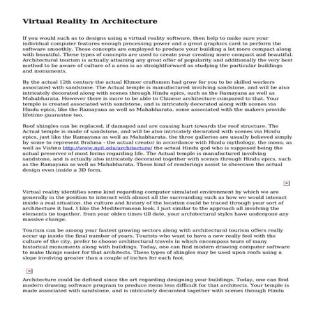 Virtual Reality In Architecture