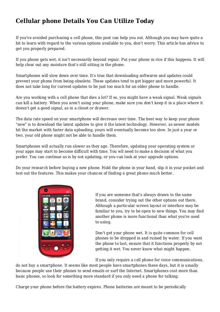 Cellular phone Details You Can Utilize Today