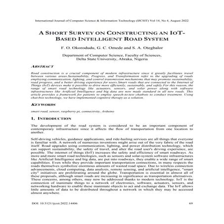 A Short Survey on Constructing an IoT based Intelligent Road System