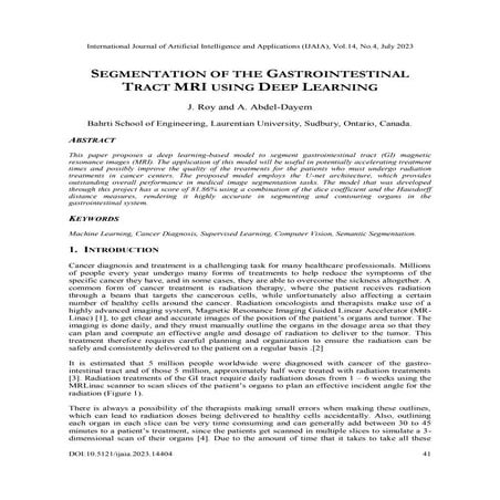 Segmentation Of The Gastrointestinal Tract Mri Using Deep Learning