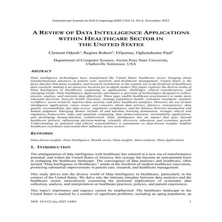 A Review of Data Intelligence Applications Within Healthcare Sector in the Un...