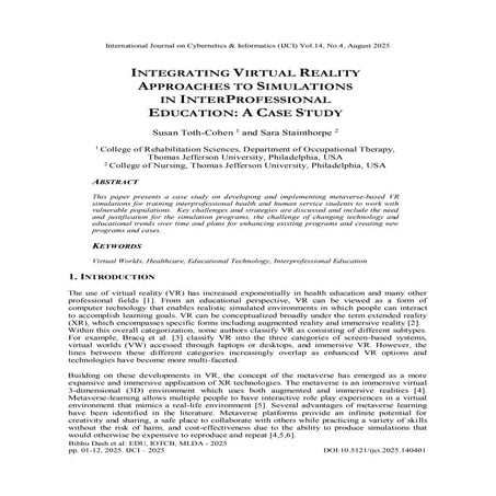 Integrating Virtual Reality Approaches to Simulations in ...