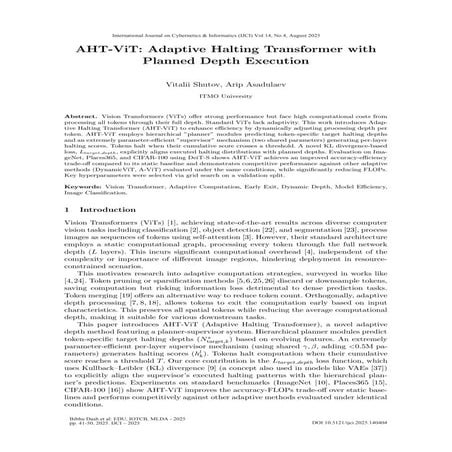 AHT-ViT: Adaptive Halting Transformer with Planned Depth Execution | PDF