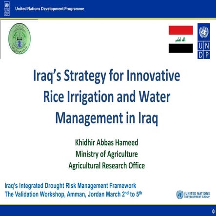 1444 - Iraq’s Strategy for Innovative Rice Irrigation and Water Management in...