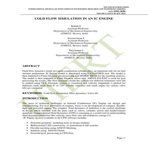 COLD FLOW SIMULATION IN AN IC ENGINE