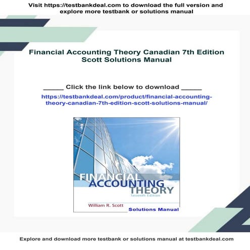 Financial Accounting Theory Canadian 7th Edition Scott Solutions Manual