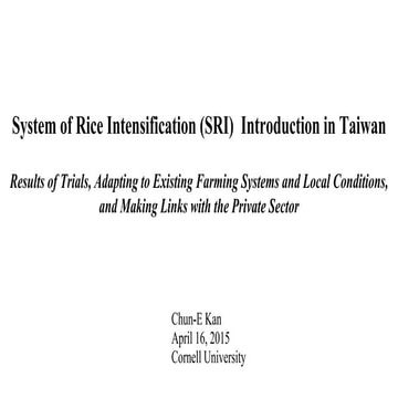 1446 System of Rice Intensification Introduction in Taiwan