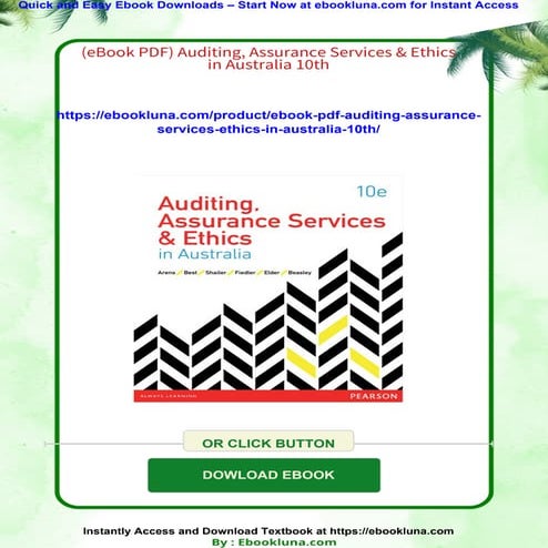 (eBook PDF) Auditing, Assurance Services & Ethics in Australia 10th