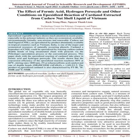 synthesis and spectral studies on cardanol based polyurethanes | PDF