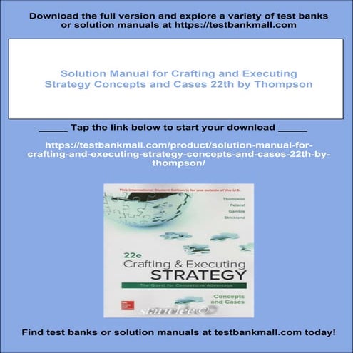 Solution Manual for Crafting and Executing Strategy Concepts and Cases 22th b...