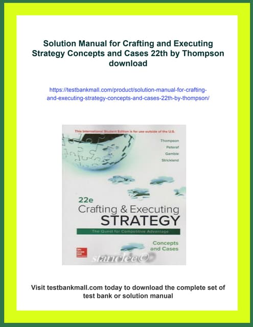 Solution Manual for Crafting and Executing Strategy Concepts and Cases