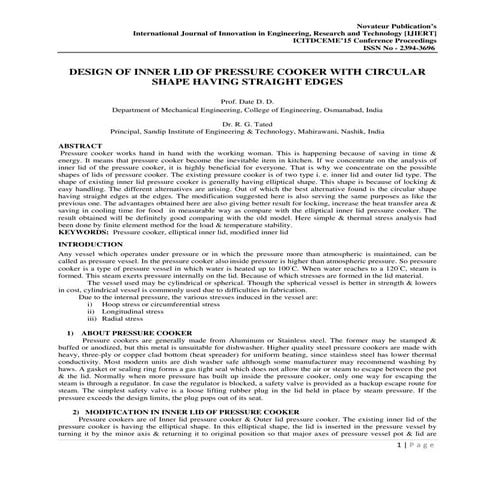 DESIGN OF INNER LID OF PRESSURE COOKER WITH CIRCULAR SHAPE HAVING STRAIGHT ED...