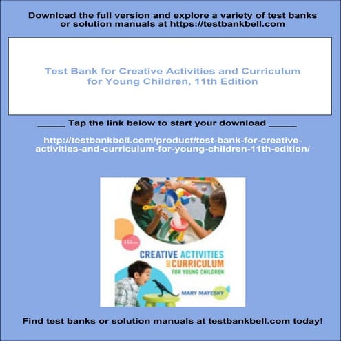 Test Bank for Creative Activities and Curriculum for Young Children, 11th Edi...