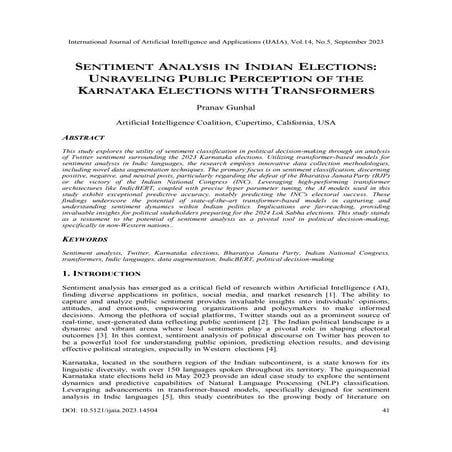 Sentiment Analysis in Indian Elections: Unraveling Public Perception of the K...