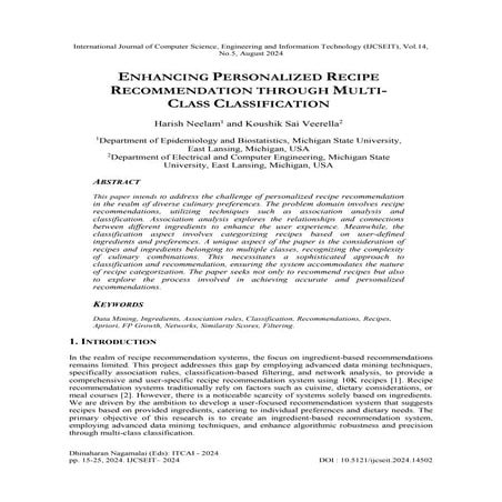 Enhancing Personalized Recipe Recommendation through Multi-Class Classification