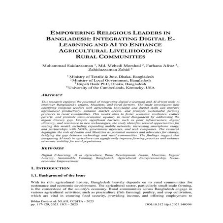 Empowering Religious Leaders in Bangladesh: Integrating Digital E-Learning and AI to Enhance Agricultural Livelihoods in Rural Communities