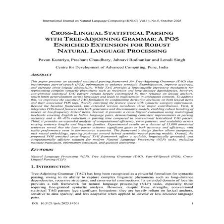 Cross-Lingual Statistical Parsing with Tree-Adjoining Grammar: A POS Enriched...