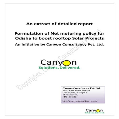 Formulation of Net Metering Policy for Odisha to boost rooftop Solar Projects